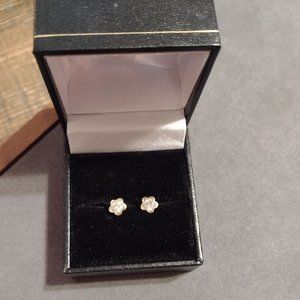 14KT Yellow Gold CZ Stud Earrings